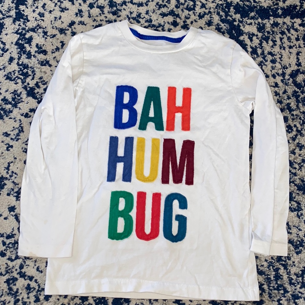 Mini boden long sleeve 6-7 bah hum bug shirt Vguc